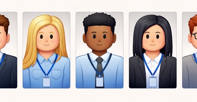 Uniform badge photos: same size, background, framing.