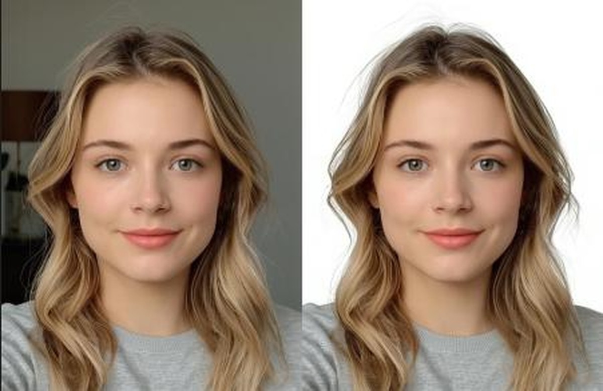 Before and after passport photo comparison