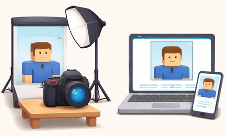 Photo studio vs online tool: traditional print vs compliant document photo.